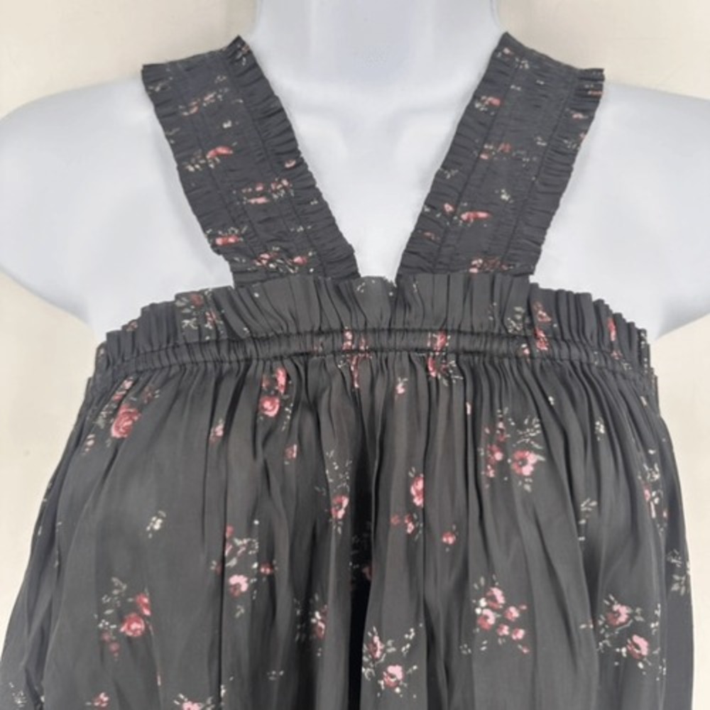 Ulla Johnson Margot Blouse Womens 2 Black Floral Smocked Halter Boho Cottagecore - Picture 10 of 12